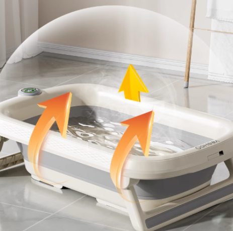 Baby intelligent digital display temperature sensing foldable bathtub